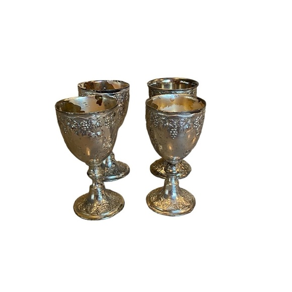 vintage silver plated metal cordial goblet set - Picture 2 of 8